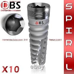 10X Dental Implant Spiral Titanium Sterile DBS Original Brand Hex 2.42 lab