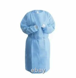 10 Blue Medical Dental Isolation Gown with Knit Cuff Gowns Pack of 10 pcs