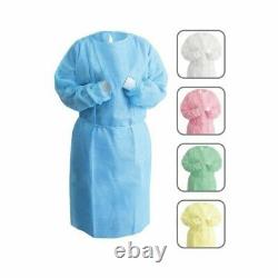 1/10/50/100pk Disposable Isolation Gown Blue With Knit Cuff Dental-Medical