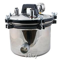 1pc 8L Medical Dental Steam Autoclave Sterilizer Pot Full Stainless + power cord