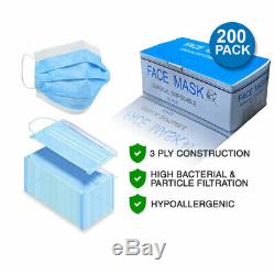 200-Pack Disposable Face Mask Surgical Medical Dental Industrial 3-Ply