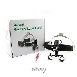 2.5X450mm Dental Loupes Headlight Headband Surgical Binocular Glasses Medical US
