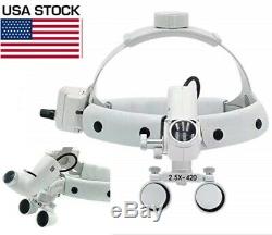 2.5X Dental Surgical Medical Headband Loupes with 5W LED Head Light DY-105 White