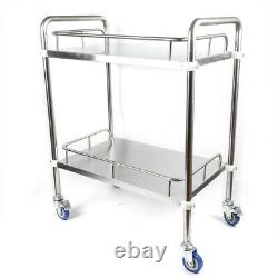 2 Layer Medical Serving Cart Stainless Steel Trolley For Dental Lab Beauty Salon
