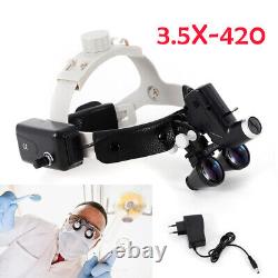 3.5X 420mm Binocular Loupes Dental Medical Surgical Magnifier With LED Headlight
