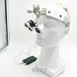 3.5X Dental Medical Binocular Loupes Leather Headband with 3W LED Head Light US