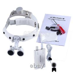 3.5X Dental Surgical Headband Medical Binocular Loupes LED Head Light Lamp