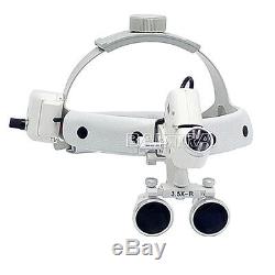 3.5X Dental Surgical Headband Medical LED Light Binocular Loupes DY-106 White
