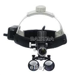 3.5X-R Dental Lab Medical LED Headlight Headband Binocular Loupes Black