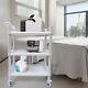 3 Tier Medical Mobile Trolley Dental Lab Salon 360° Rolling Cart Abs White