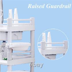 3 Tier Medical Mobile Trolley Dental Lab Salon 360° Rolling Cart ABS White
