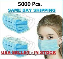 5000 PCS Face Mask Non-Medical Surgical Dental Disposable 3-Ply Ear-loop Cover