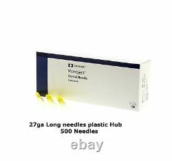 500 Monoject Plastic Hub Dental Medical Needles 27 G Long Yellow