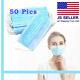 50 Pcs Disposable Face Mask Medical Surgical Dental Earloop Anti-dust 3-ply