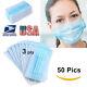 50 Pcs Disposable Face Mask Medical Surgical Dental Earloop Anti-dust Dirt Blue