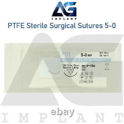 5-0 PTFE Sterile Sutures Non Absorbable White Monofilament Medical Dental 12pcs