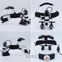 6.0X Dental Loupes Binocular Magnifier + Surgical Medical 5W LED Headlight Lamp