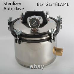 8/12/18/24L 304 Stainless Autoclave Steam Sterilizer Dental Medical Equipment