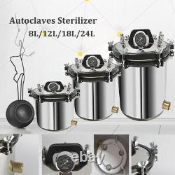 8/12/18/24L Autoclaves Sterilizer Dental Medical Lab Equipment Stainless Steel
