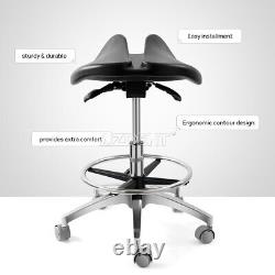 AZDENT Saddle Stool PULeather Medical Doctor's Stool Adjustable Mobile Chair360°