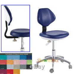 Adjustable Mobile Dental Lab Chair Dentist Medical Nurse Doctor Stool PU Leather