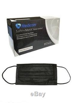 Box Of 50PCS Disposable BLACK Dental Medical Surgical Ear Loop Face Mask MEDICOM
