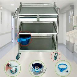 Bring New Three Layers Serving Medical Dental Lab Cart Trolley with Two Drawers