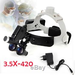 Cosmetology Dental Surgical Medical Headband 3.5X Binocular Loupes+LED Headlight