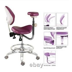 Deluxe Dental Mobile Saddle Chair Medical Chair Stool PU Leather with Armrest QY