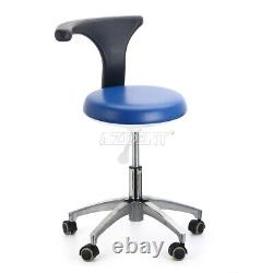 Dental Adjustable Mobile Chair Black Medical Doctor Assistant Stool PU Leather