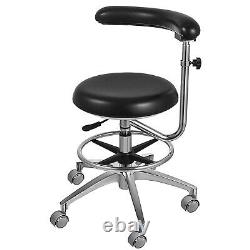Dental Assistant Stool 360° Rotation Armrest PU Leather Backrest Medical Chair