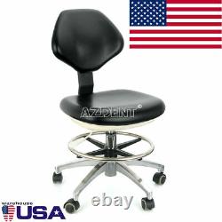 Dental Doctor Assistant Stool Mobile Chair PU Leather Medical Adjustable Black