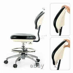 Dental Doctor Assistant Stool Mobile Chair PU Leather Medical Adjustable Black