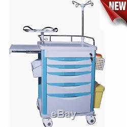 Dental Lab Medical Emergency Rolling Trolley Cart Movable Operating Room Trolley