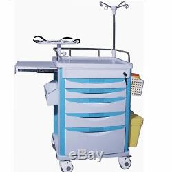 Dental Lab Medical Emergency Rolling Trolley Cart Movable Operating Room Trolley