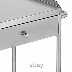 Dental Lab Medical Salon Spa Cart Trolley With Drawer Stainless Steel US Stock