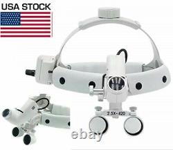 Dental Medical 2.5X Headband Loupes with 5W LED Head Light DY-105 White US STOCK