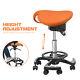 Dental Medical Adjustable Ergonomic Split Saddle Chair Two Part Seat Orange