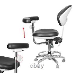 Dental Medical Adjustable Mobile Chair with 360° Armrest Footrest PU Black QY600