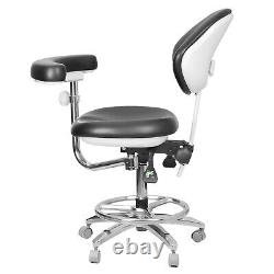 Dental Medical Adjustable Mobile Chair with 360° Armrest Footrest PU Black QY600