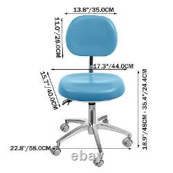Dental Medical Chair Stool Adjustable Blue Backrest Height Office 360 Degrees