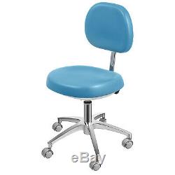 Dental Medical Chair Stool Adjustable Blue Backrest PU Leather Office Ergonomic