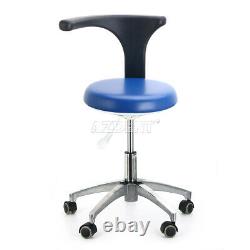 Dental Medical Doctor Assistant Stool Mobile Chair Adjustable Blue PU Leather