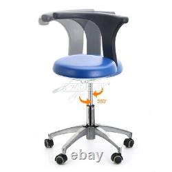 Dental Medical Doctor Assistant Stool Mobile Chair Adjustable Blue PU Leather
