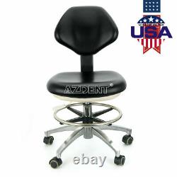 Dental Medical Doctor Assistant Stool Mobile Chair Adjustable PU Leather Black