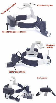 Dental Medical ENT Headband Wireless 5W LED Head Light Spot Adjustable Black UPS