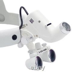 Dental Medical Magnifier 3.5X 420mm Surgical Binocular Loupes with5W LED Headlight