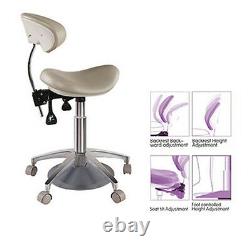 Dental Medical Mobile Saddle Chair Foot Controlled Doctors' Stool PU Leather New