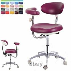 Dental Medical PU Leather Doctor Nurse Dentist Mobile Chair Stools With Back+Arm
