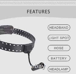 Dental Medical Wireless 5W LED Headlight ENT Headband Head Light with 2 Batteries